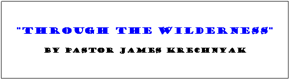 Text Box: "Through the Wilderness" 
By Pastor James Krechnyak
